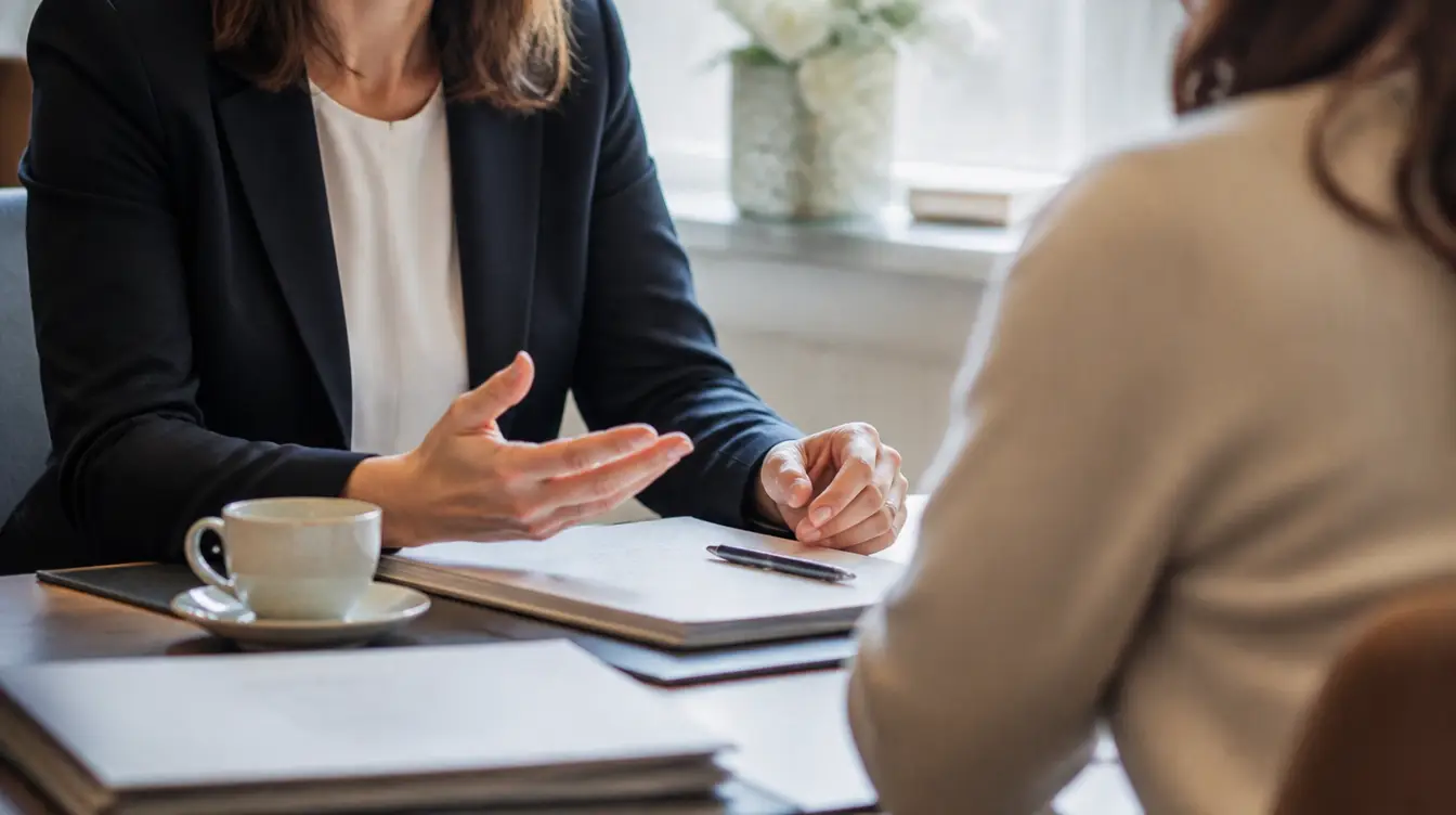 Solicitor discussing divorce and family law options with a client